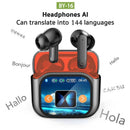 Wireless BT AI Translation Earbuds 144-Language Real-time Translation Headphones